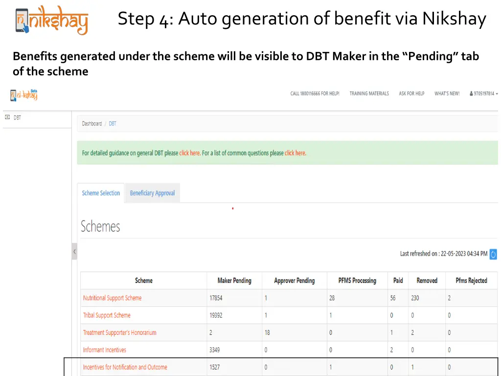 step 4 auto generation of benefit via nikshay