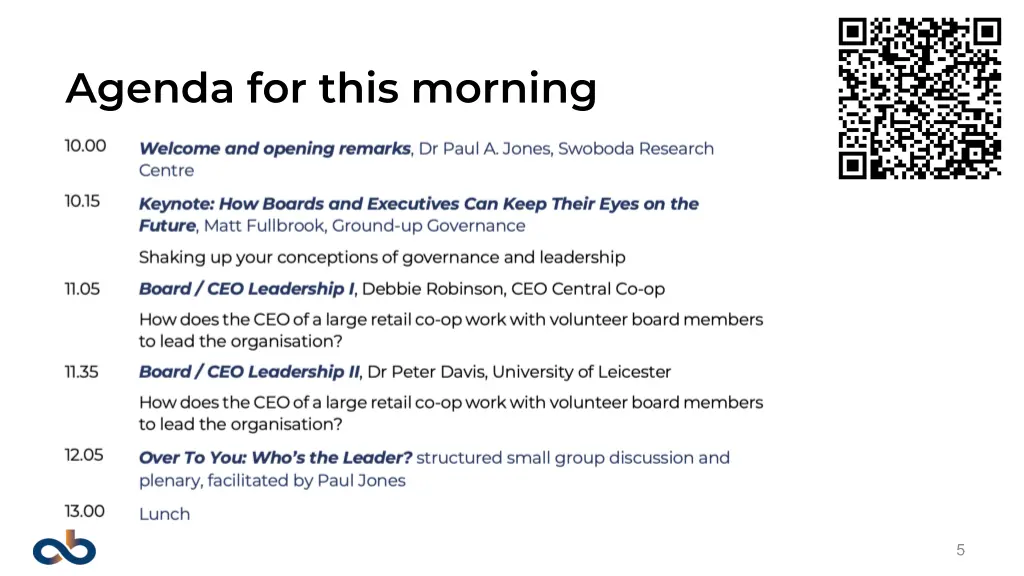 agenda for this morning