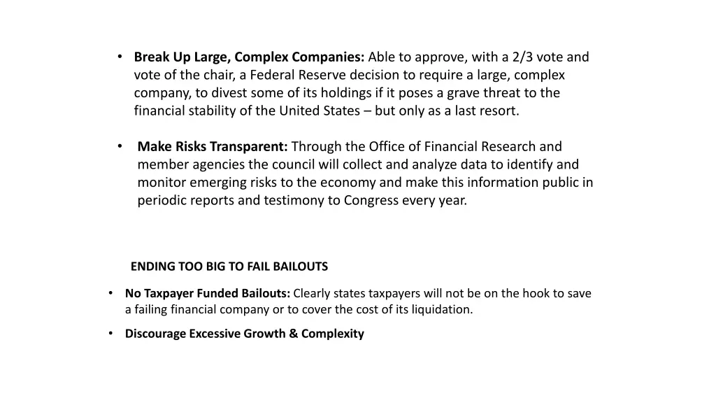 break up large complex companies able to approve