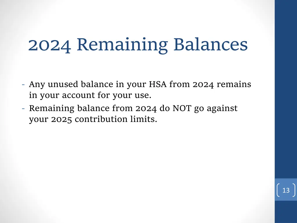 2024 remaining balances