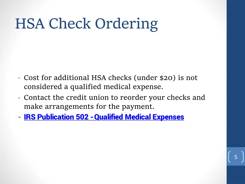 hsa check ordering
