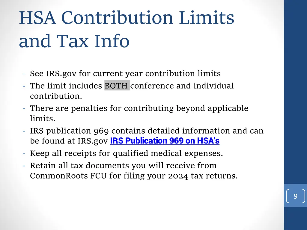 hsa contribution limits and tax info