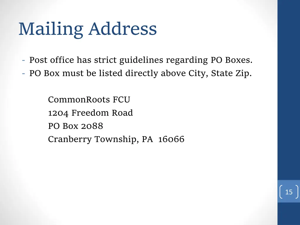 mailing address