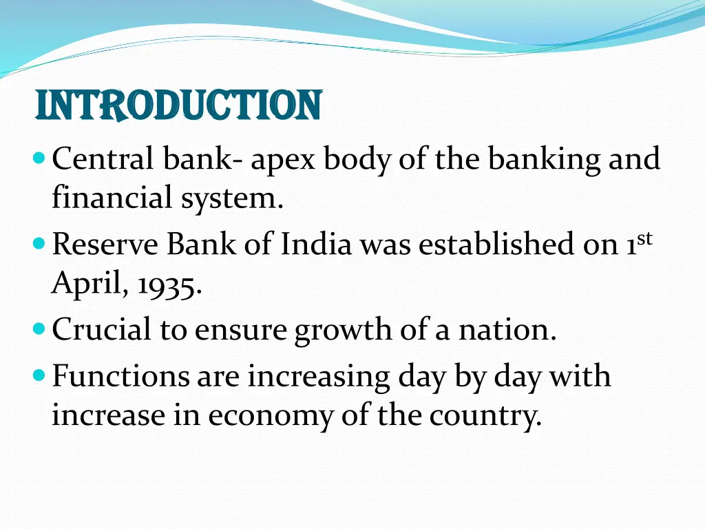 introduction introduction central bank apex body