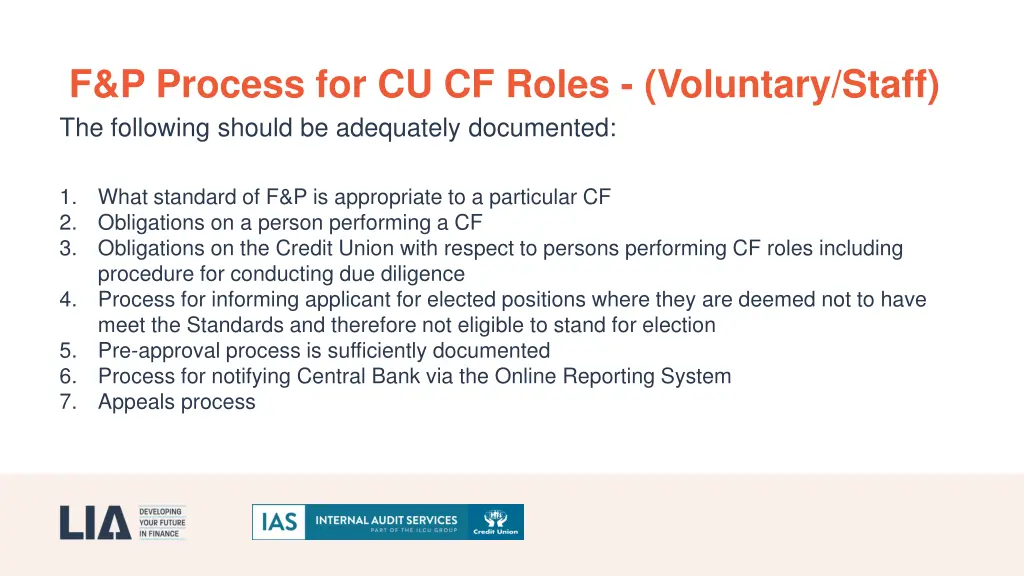 f p process for cu cf roles voluntary staff