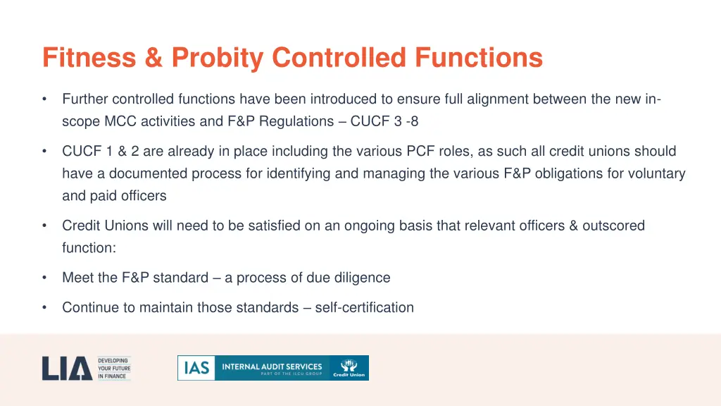 fitness probity controlled functions
