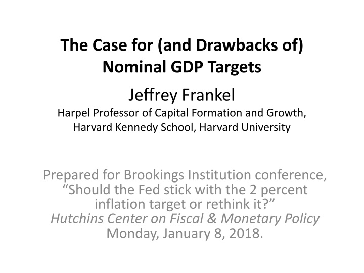 the case for and drawbacks of nominal gdp targets