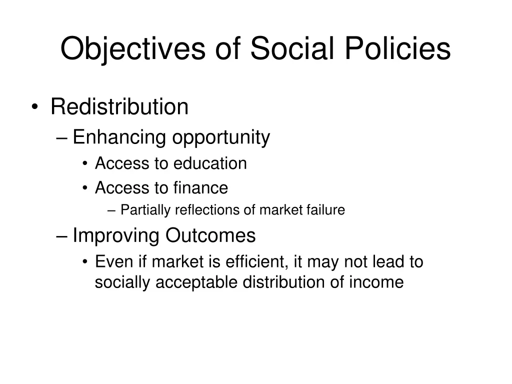 objectives of social policies
