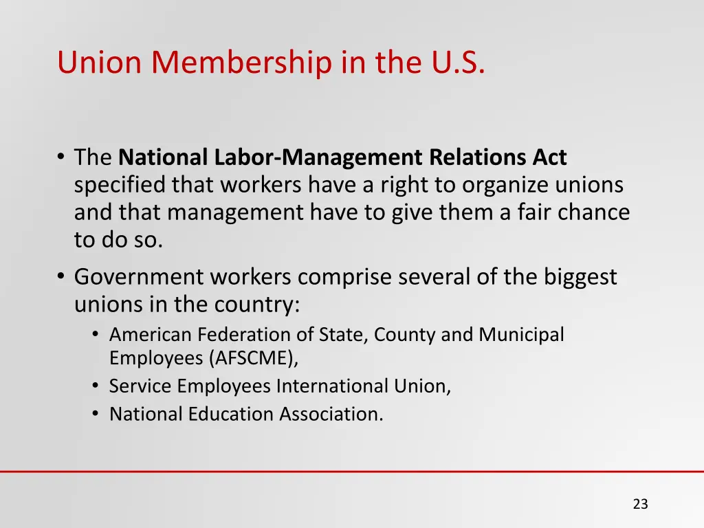 union membership in the u s