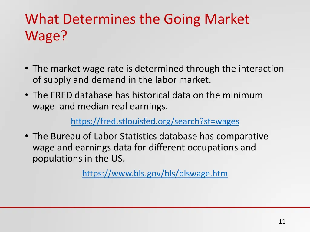 what determines the going market wage