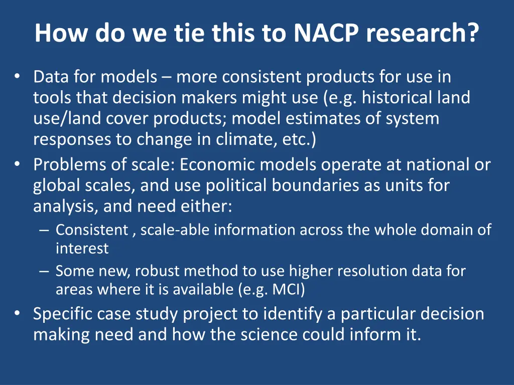 how do we tie this to nacp research