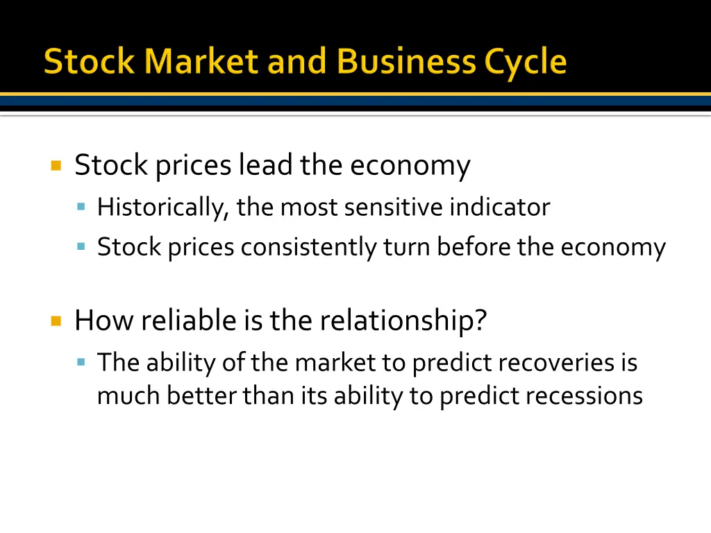 stock prices lead the economy historically