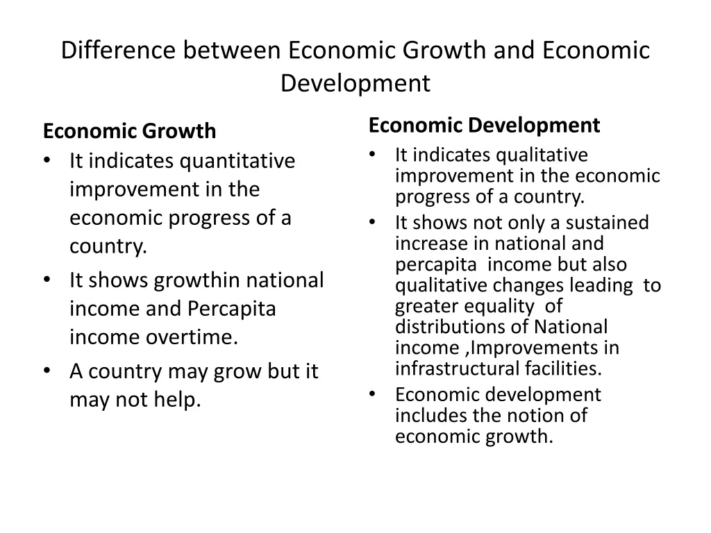 difference between economic growth and economic