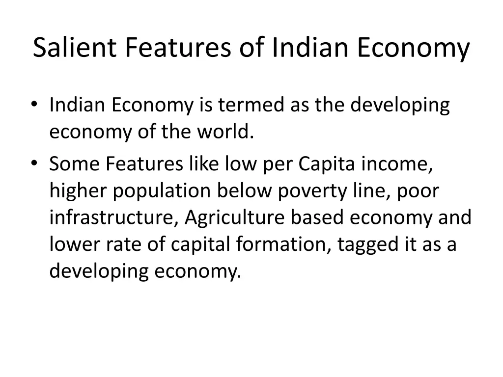 salient features of indian economy