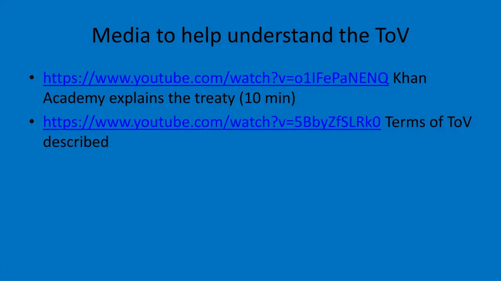 media to help understand the tov