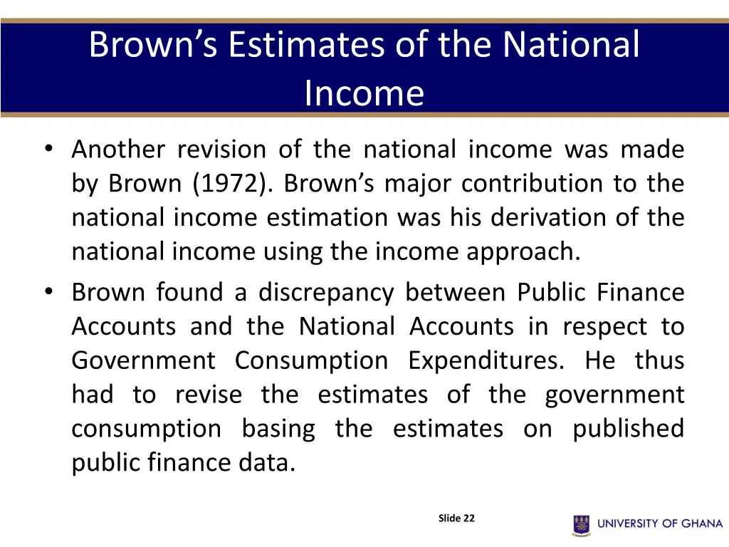 brown s estimates of the national income