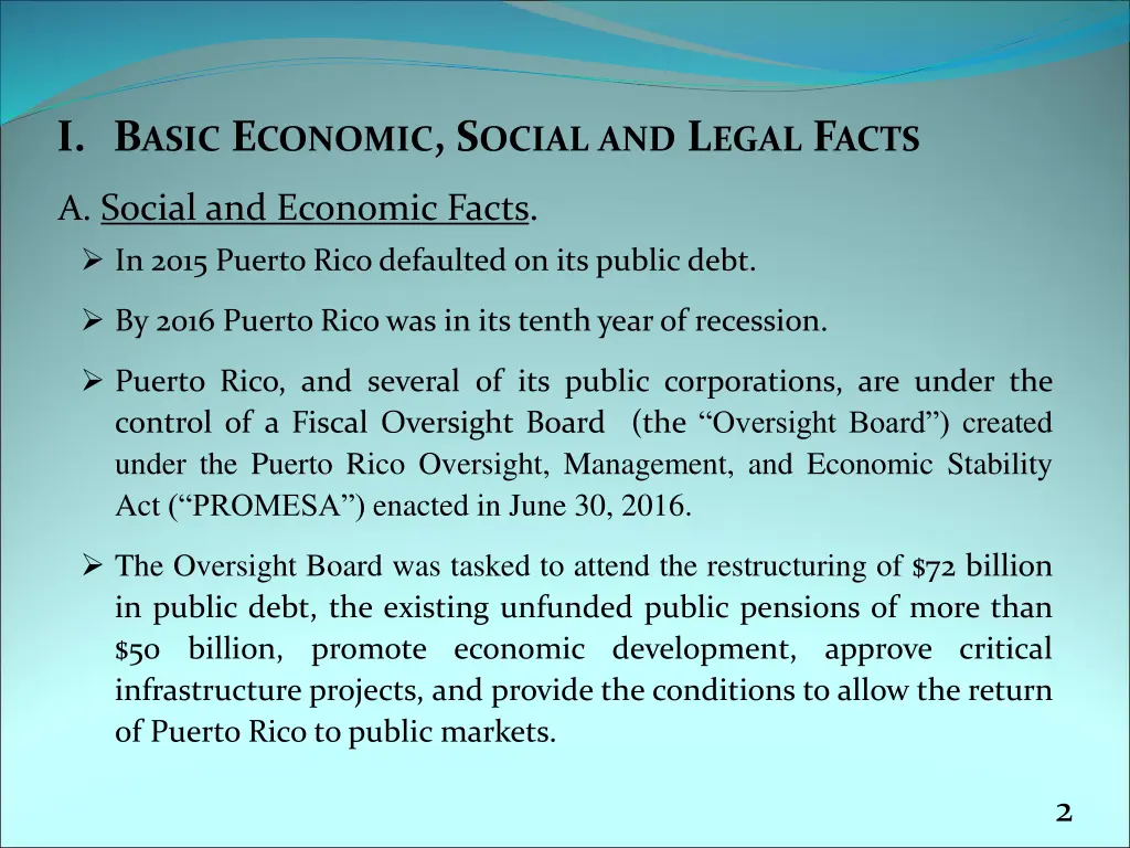i b asic e conomic s ocial and l egal f acts
