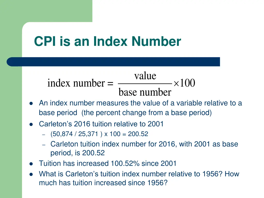 cpi is an index number