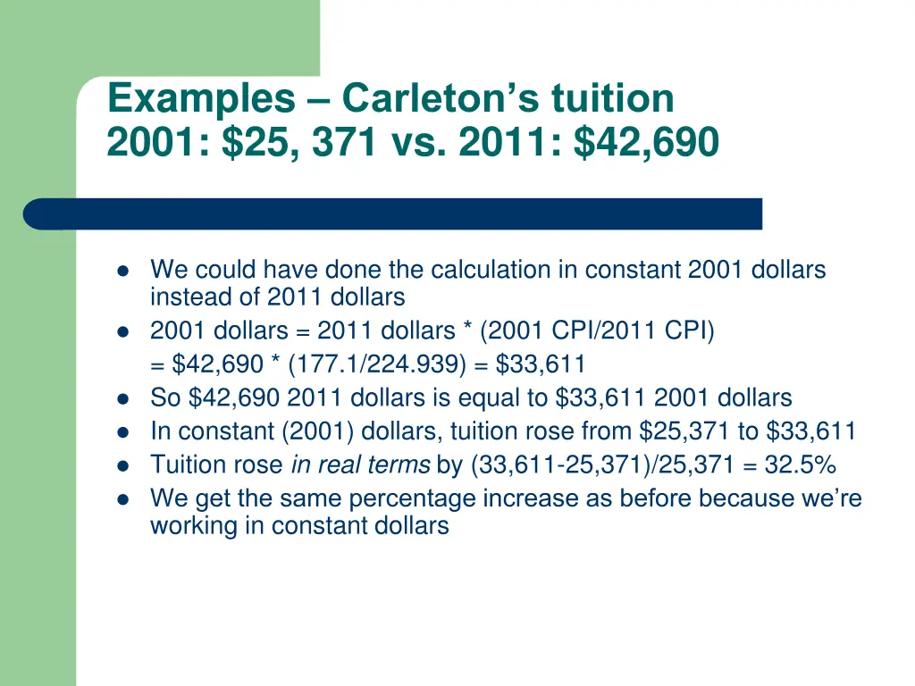 examples carleton s tuition 2001 25 371 vs 2011 1