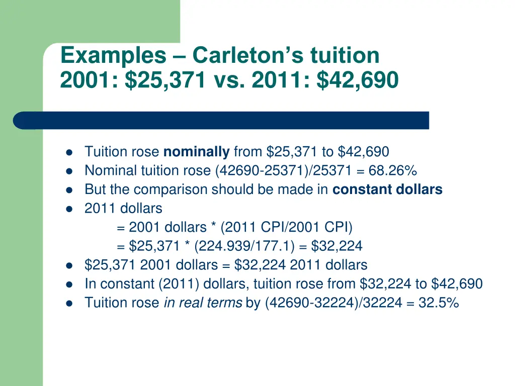 examples carleton s tuition 2001 25 371 vs 2011