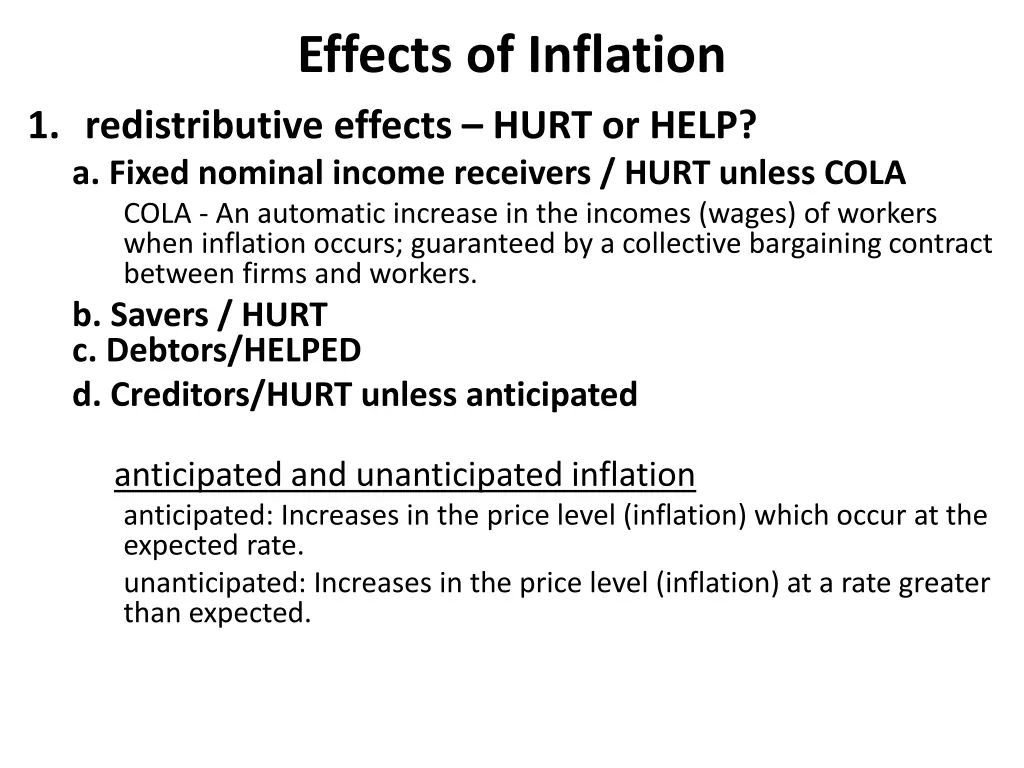 effects of inflation