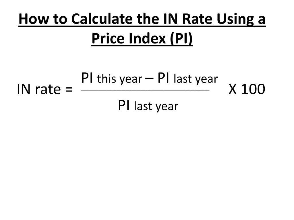 how to calculate the in rate using a price index