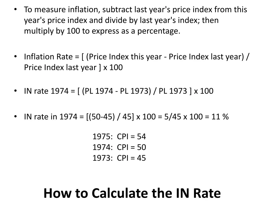 to measure inflation subtract last year s price