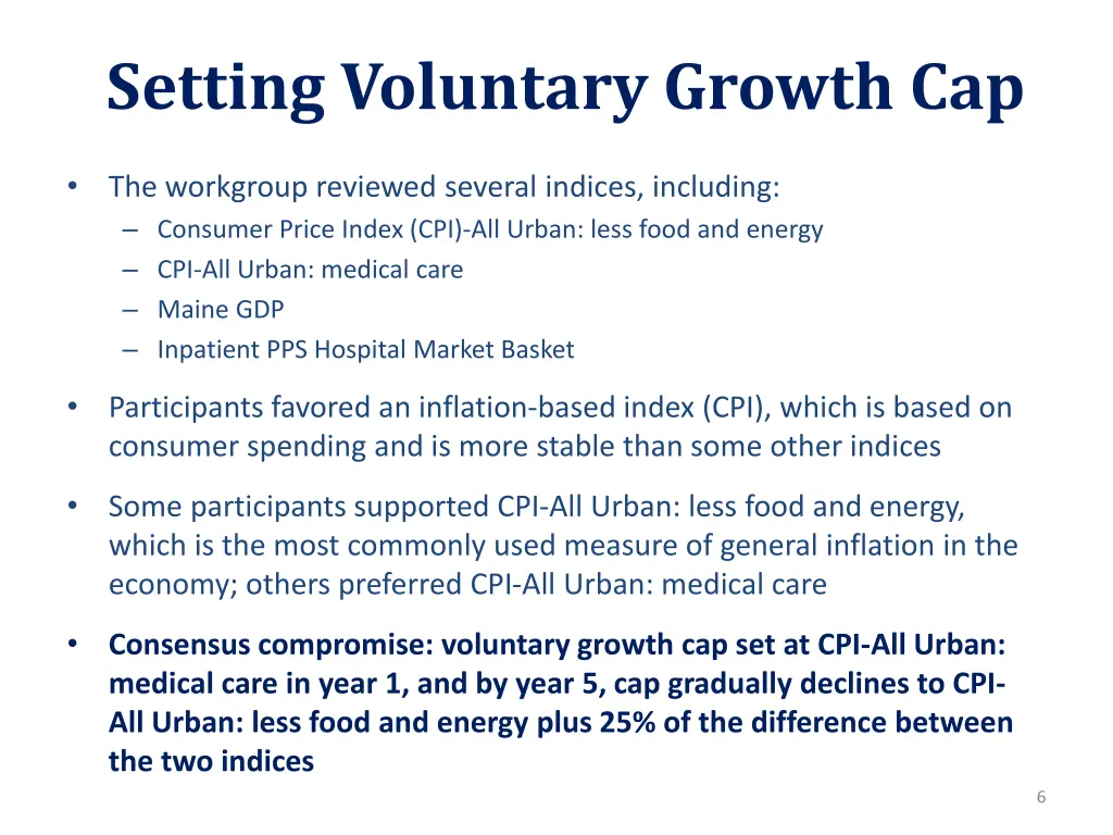 setting voluntary growth cap