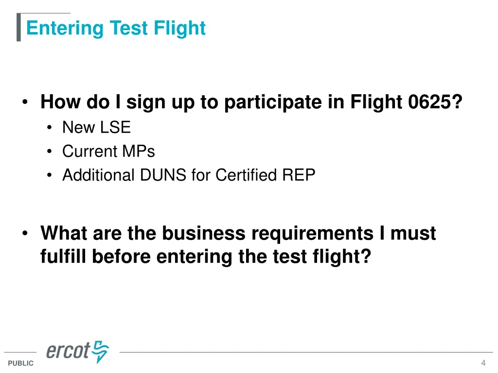 entering test flight