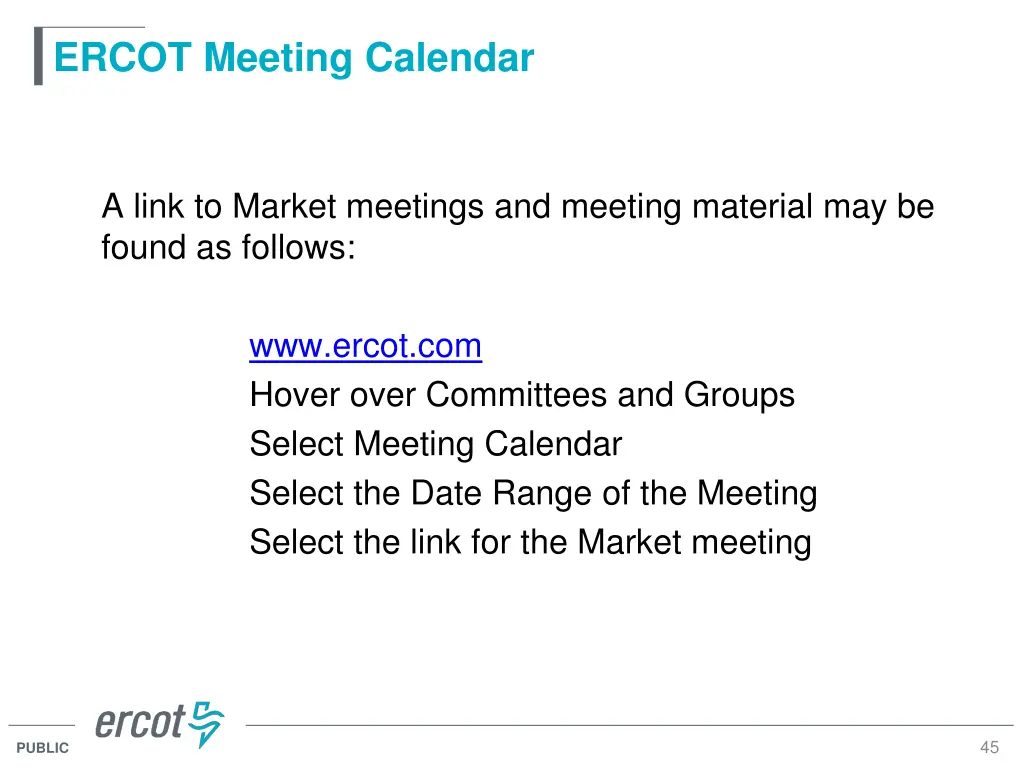 ercot meeting calendar