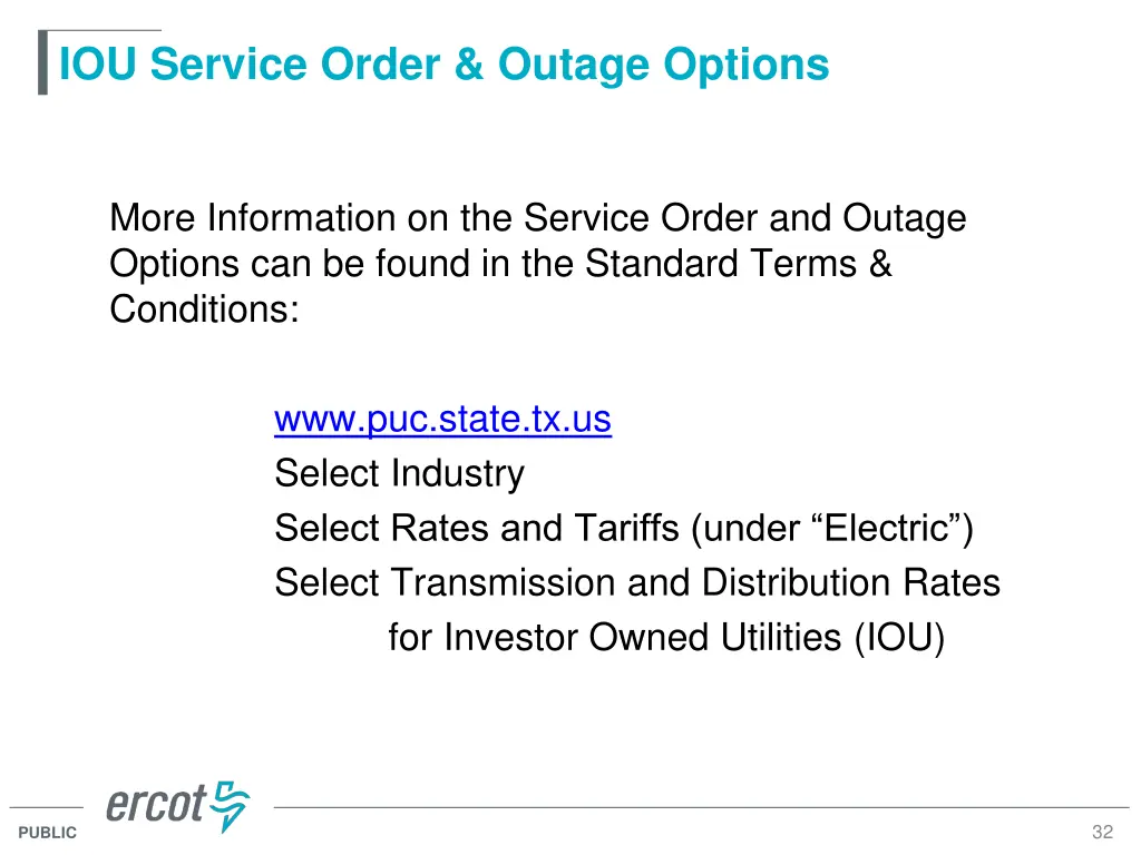 iou service order outage options