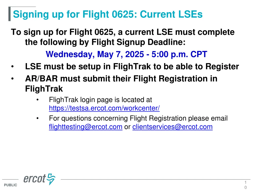 signing up for flight 0625 current lses 1