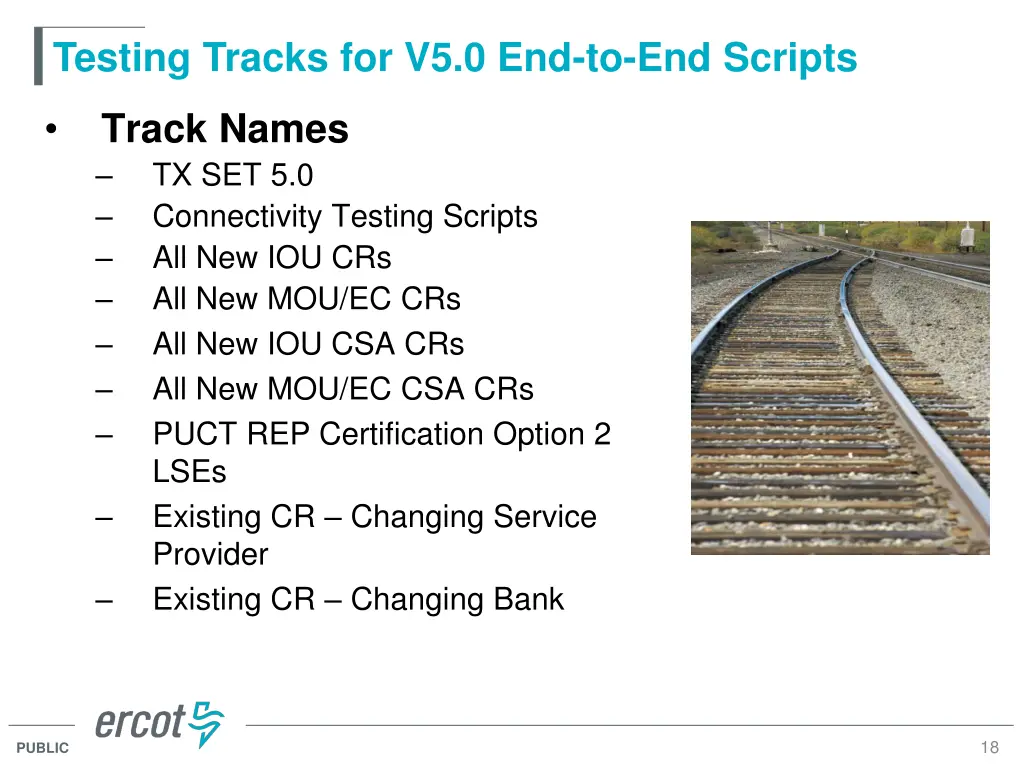 testing tracks for v5 0 end to end scripts