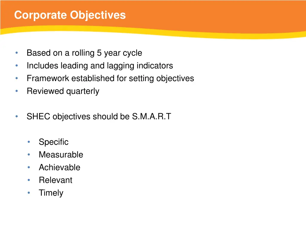 corporate objectives