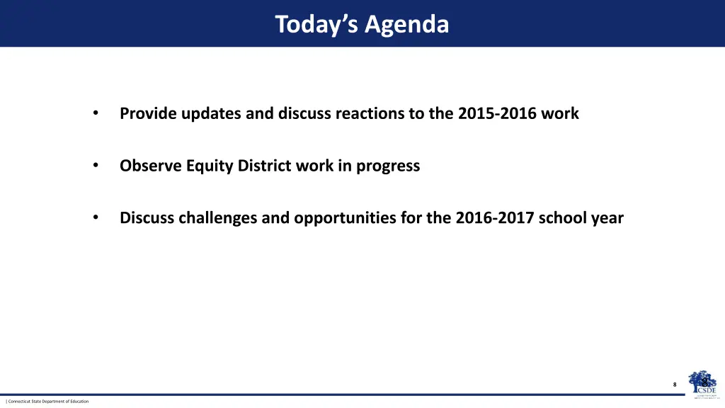today s agenda