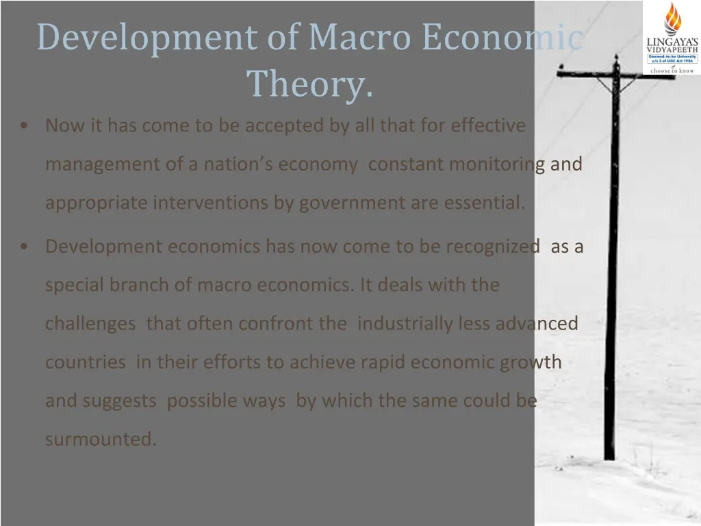 development of macro economic theory 1