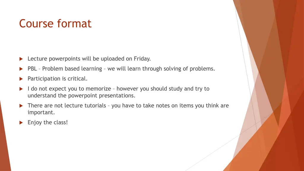 course format