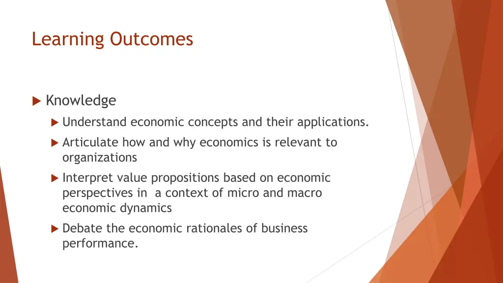 learning outcomes