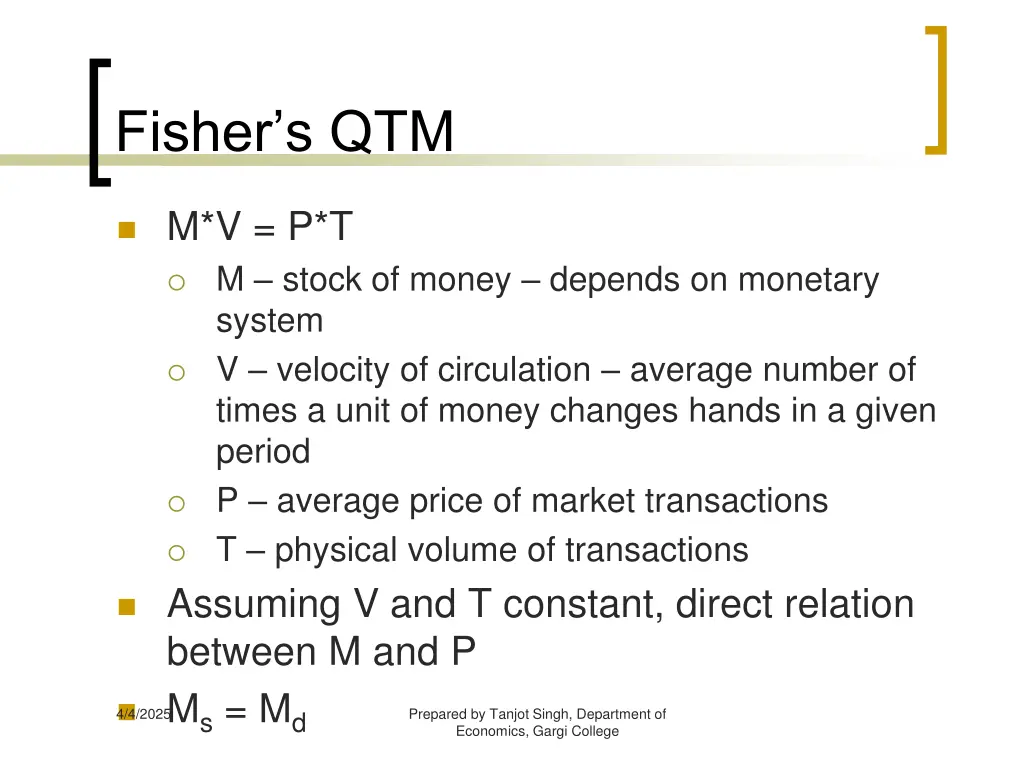 fisher s qtm