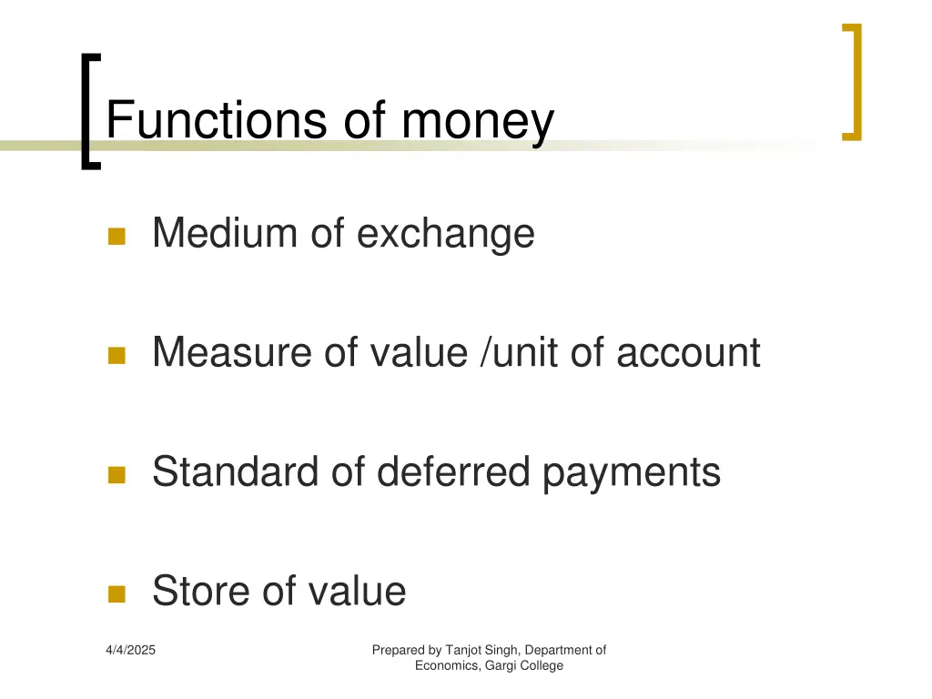 functions of money