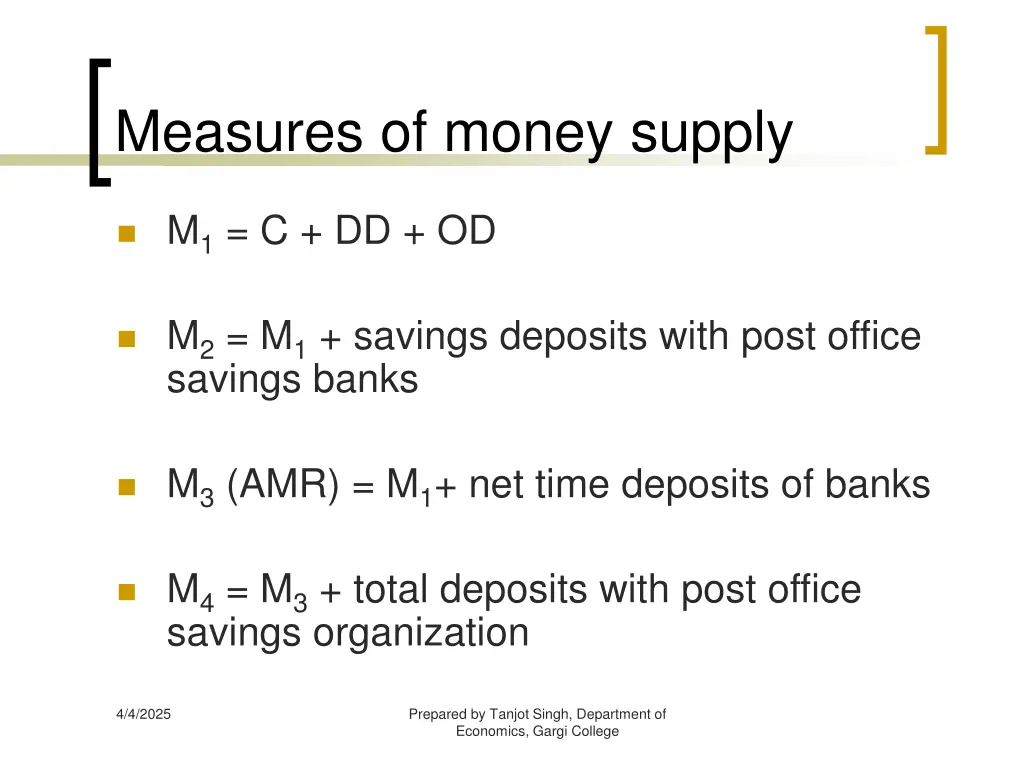 measures of money supply