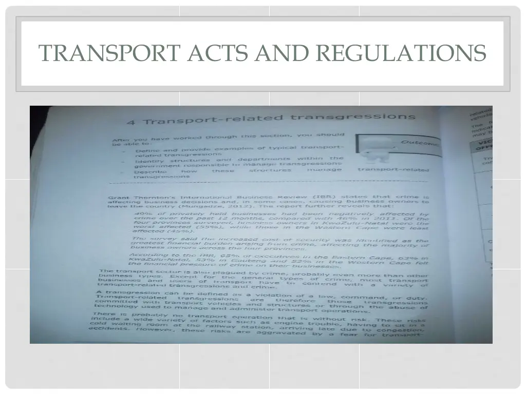 transport acts and regulations 1