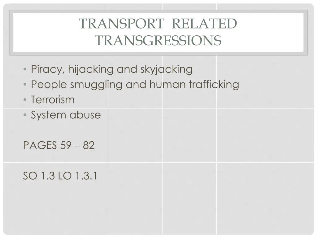 transport related transgressions