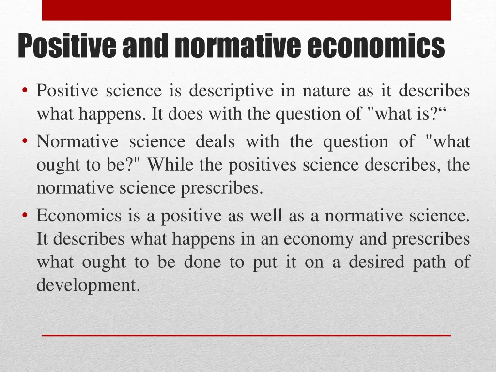 positive and normative economics