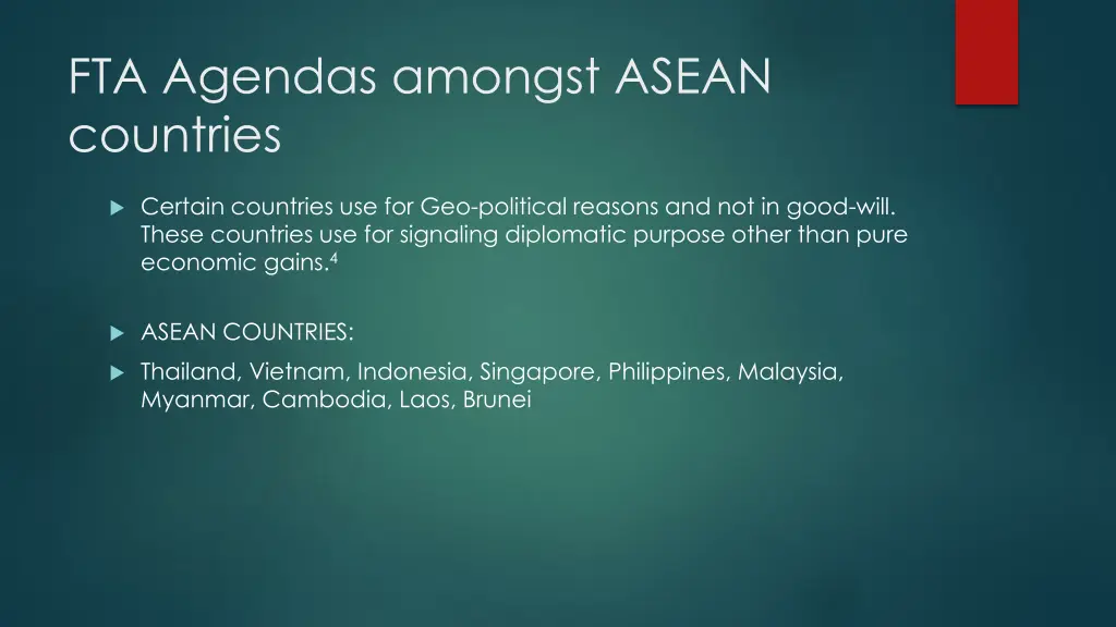 fta agendas amongst asean countries
