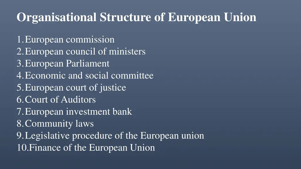 organisational structure of european union