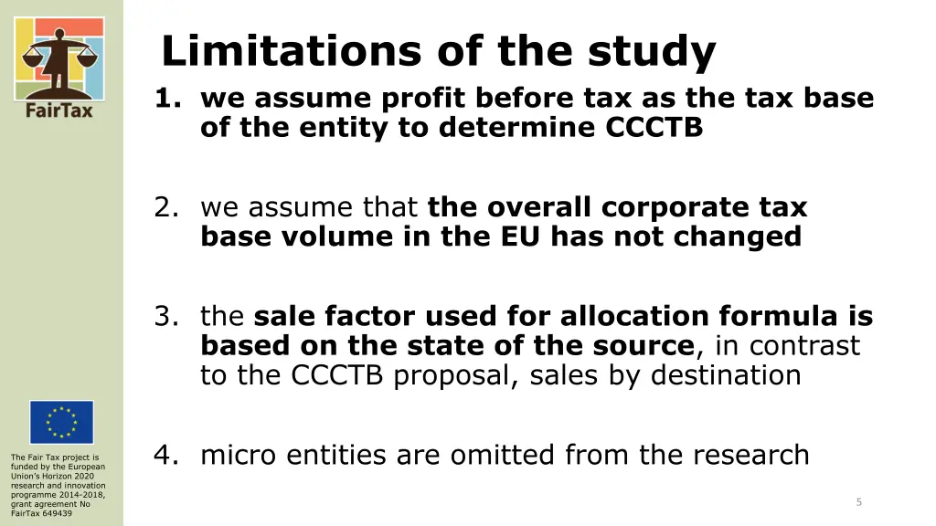 limitations of the study 1 we assume profit