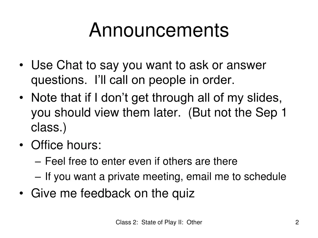 announcements