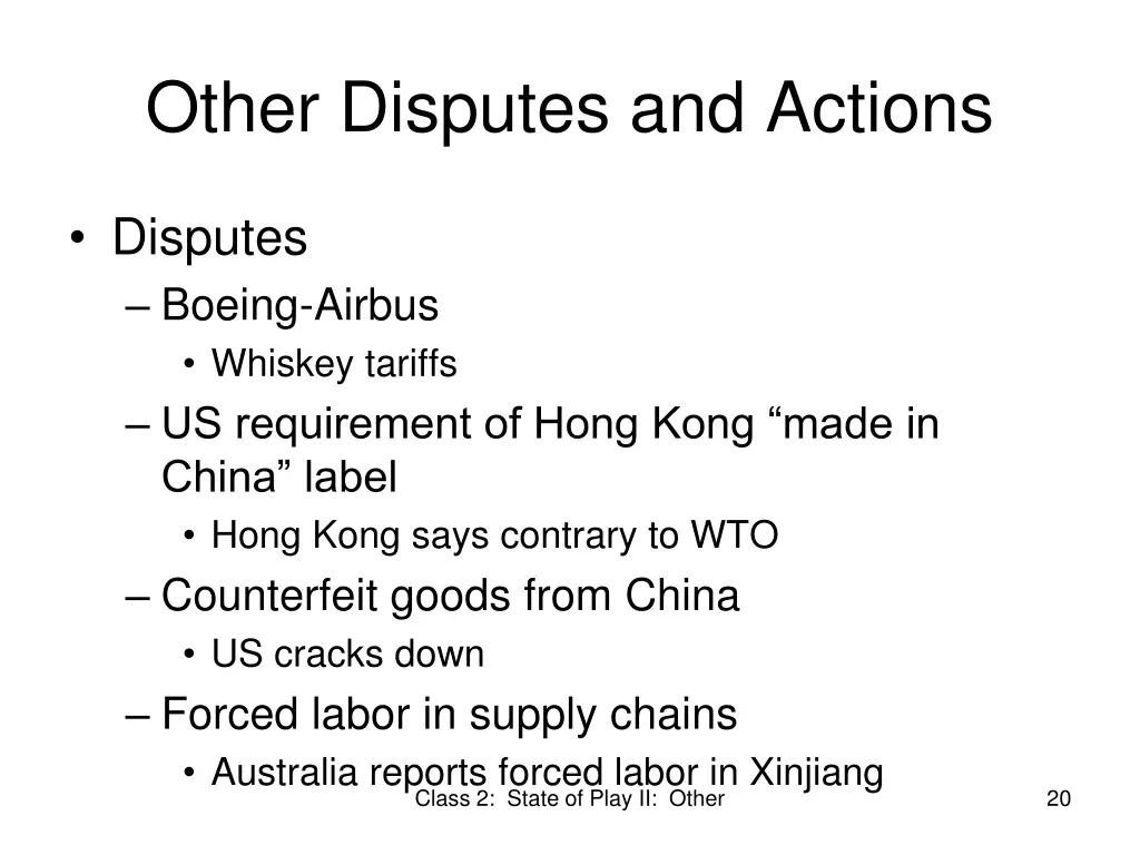 other disputes and actions