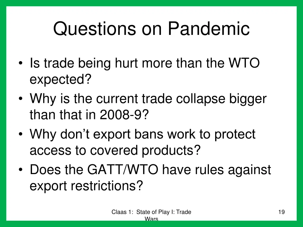 questions on pandemic